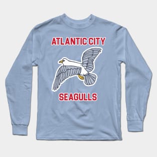 Atlantic City Seagulls )( Retro Throwback Basketball Team Long Sleeve T-Shirt